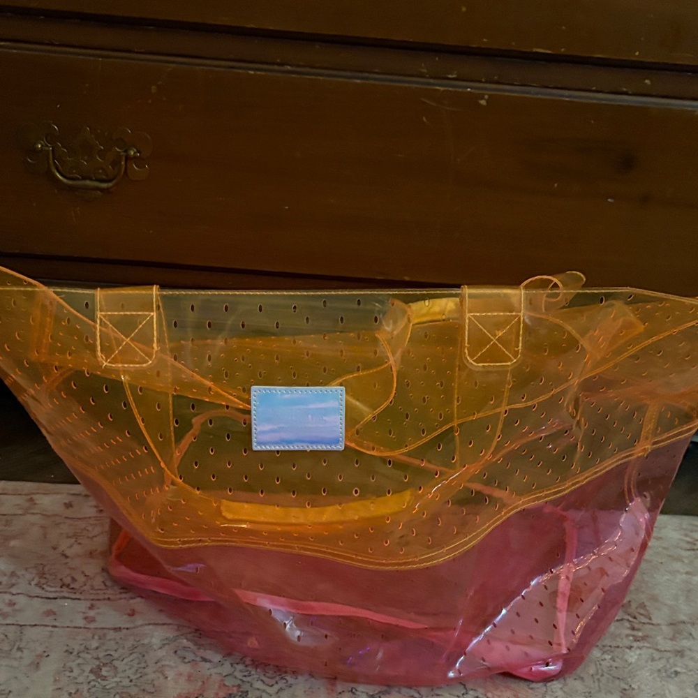 Victoria's Secret Orange and Pink Tote Bag
